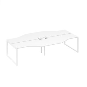 Рабочая станция со столами (4х160) Техно опоры QUATTRO белый премиум / металлокаркас белый