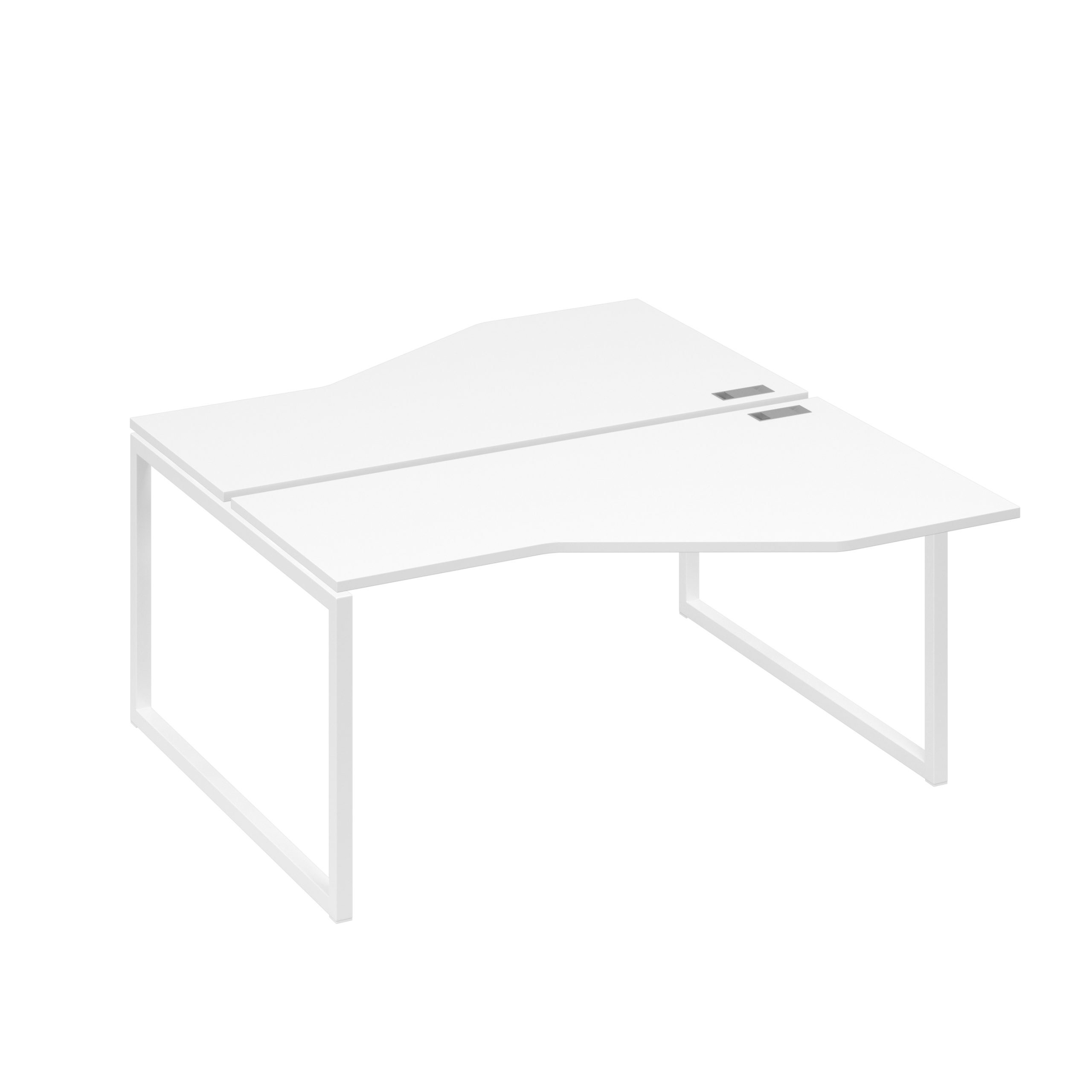 Рабочая станция со столами Техно (2х160) каркас QUATTRO белый премиум / металлокаркас белый