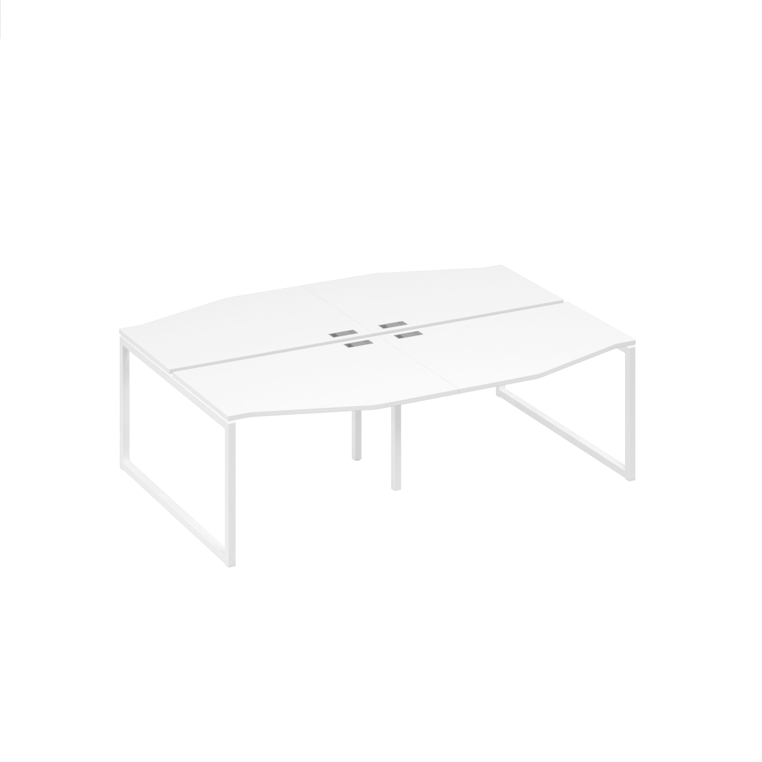 Рабочая станция столы (4х120) Техно на металлокаркасе QUATTRO белый премиум / металлокаркас белый