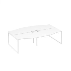 Рабочая станция столы Техно (4х140) каркас QUATTRO белый премиум / металлокаркас белый