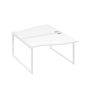 Рабочая станция столы (2х140) Техно каркас QUATTRO белый премиум / металлокаркас белый