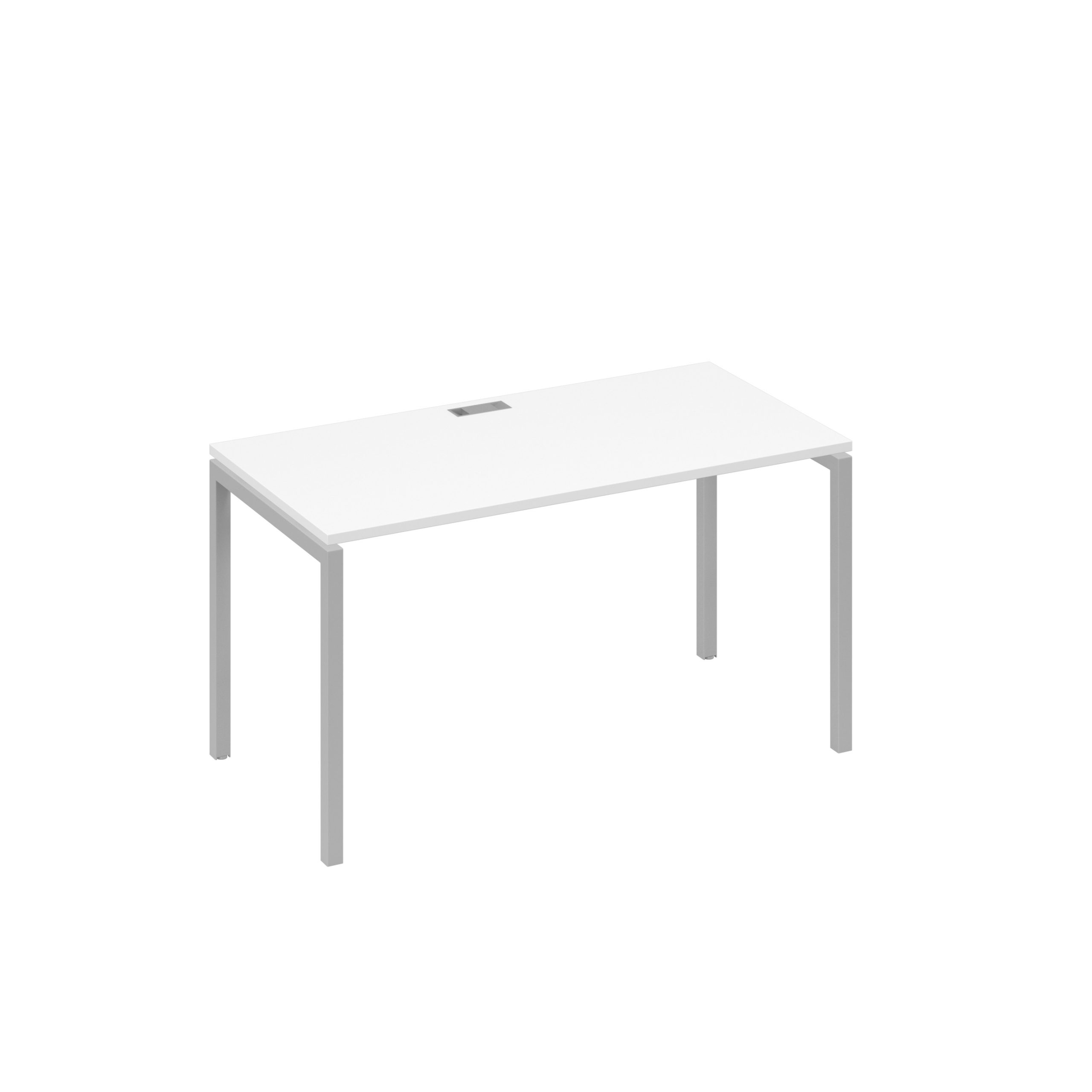 Стол 140x70 письменный на каркасе DUE белый премиум / металлокаркас серый
