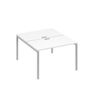 Рабочая станция на металлокаркасе DUE (2х120) белый премиум / металлокаркас серый