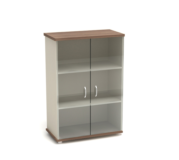 К109 Модерн (М46+М47+БСКТ410*2+ФС03*2 ) Стеллаж средний со стеклом 855х442х1282